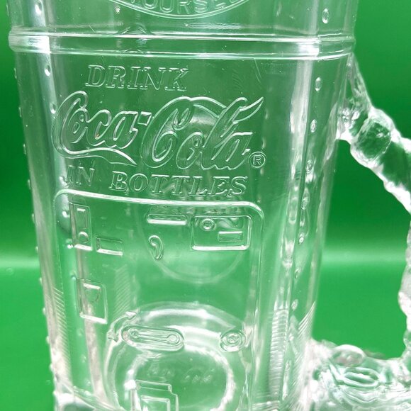 Coca-Cola Santa Claus Clear Glass Mug Handle Christmas Holiday Vending Machine - Picture 4 of 11